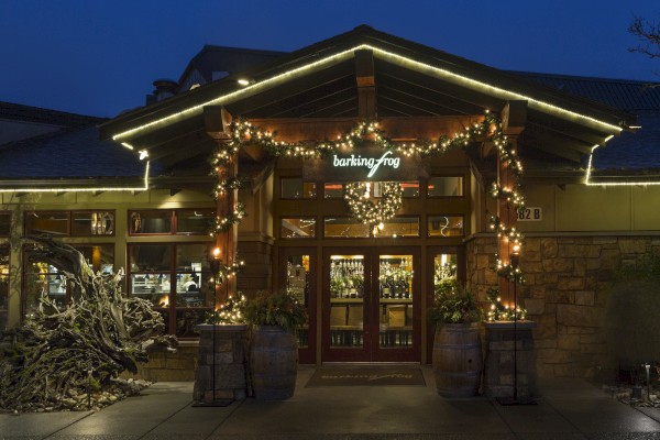 The image shows the entrance of a restaurant named 